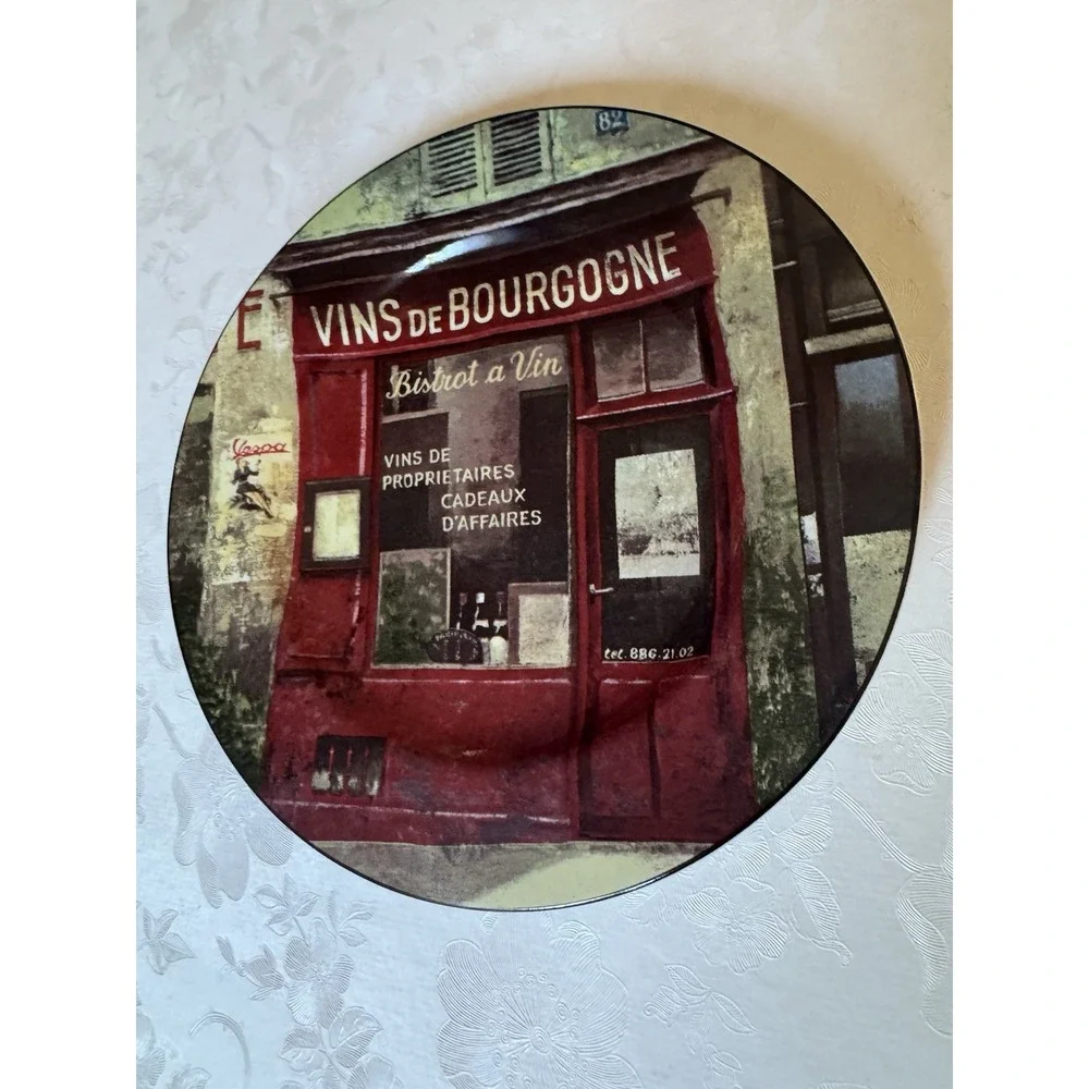 Vins De Bourgogne Sakura French Bistro Plate By Chiu Tak Hak Art In Motion